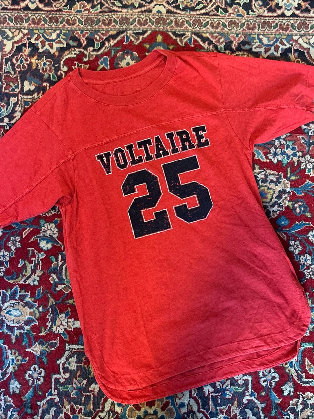 Zadig & Voltaire Red 'Voltaire 25' Short Sleeve Tee